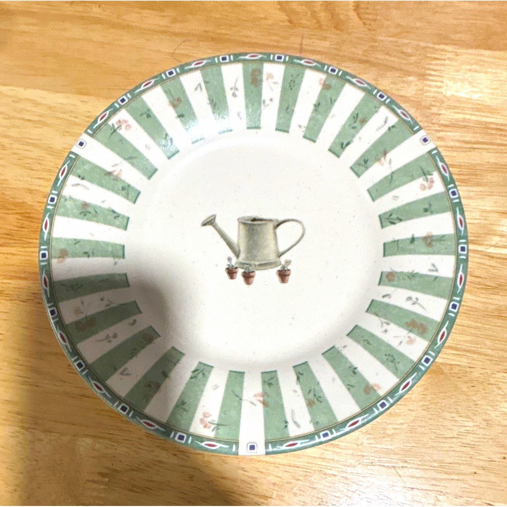 Pfaltzgraff Natureswood Dinner Plate Green Stoneware Round Garden, Lot of 4